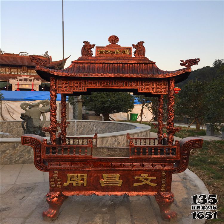 香爐雕塑-佛教寺廟戶外擺放純銅長形香爐