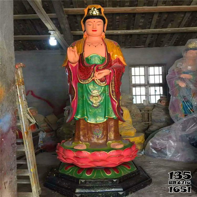 三圣雕塑-景區(qū)玻璃鋼彩繪神佛供奉西方三圣雕塑