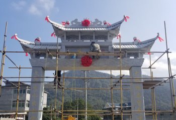 牌坊雕塑-城鎮(zhèn)建設(shè)裝飾村口單門石牌坊