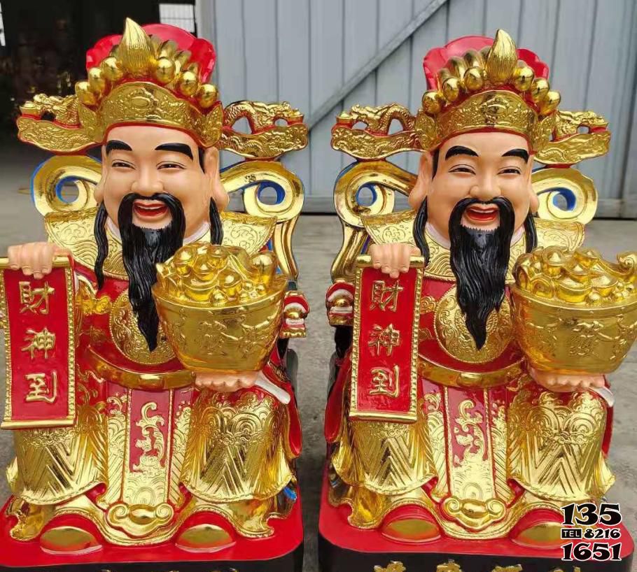 財(cái)神雕塑-玻璃鋼彩繪招財(cái)吉祥財(cái)神雕塑高清圖片