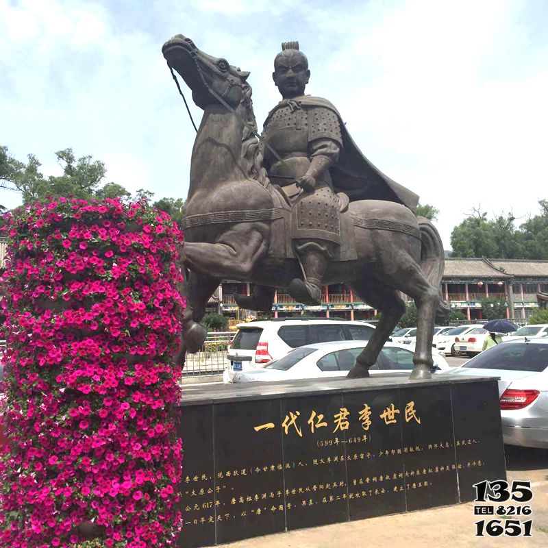 李世民雕塑-公園廣場(chǎng)明君李世民騎馬景觀(guān)青銅雕塑高清圖片