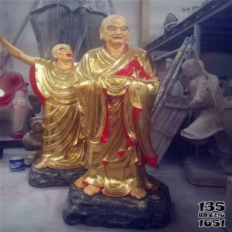 十八羅漢雕塑-玻璃鋼彩繪戶外寺廟大型景觀十八羅漢雕塑高清圖片