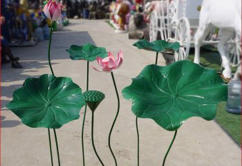 荷花雕塑-不銹鋼公園池塘裝飾彩色荷花雕塑