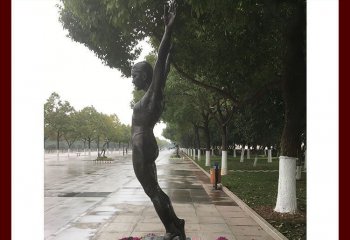 跳水雕塑-公園街邊擺放跳水女孩運(yùn)動(dòng)員玻璃鋼仿銅雕塑