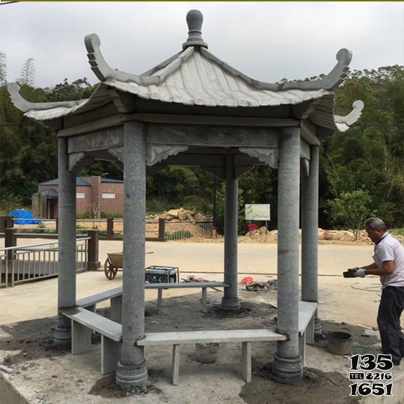 涼亭雕塑-景區(qū)戶外進(jìn)出口擺放休閑區(qū)仿古建涼亭座椅雕塑高清圖片