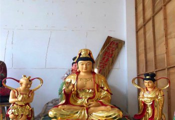 觀音雕塑-寺廟景區(qū)玻璃鋼彩繪鎏金觀音雕塑