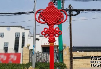 中國(guó)結(jié)雕塑-戶(hù)外街邊懸掛的不銹鋼中國(guó)結(jié)雕塑