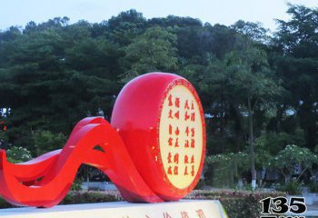 標(biāo)牌雕塑-不銹鋼鼓公園社會主義核心價值觀標(biāo)語牌雕塑