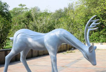 梅花鹿雕塑-公園不銹鋼大型不銹鋼仿真動物梅花鹿雕塑