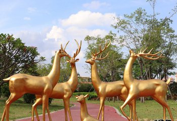 鹿雕塑-不銹鋼仿銅公園街道梅花鹿雕塑