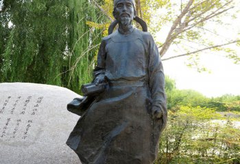 杜甫雕像 -公園園林歷史唐代詩人杜甫銅雕塑