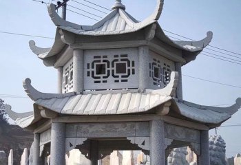 涼亭雕塑-花園廣場擺放雙層仿古建涼亭雕塑