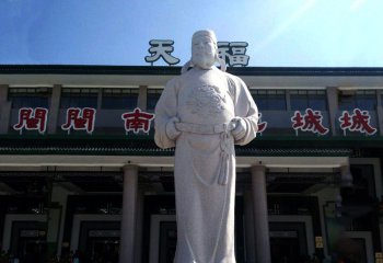 李世民雕塑-學(xué)院公園擺放漢白玉歷史人物李世民石雕塑