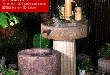 石槽雕塑-酒店水循環(huán)石磨魚(yú)缸花園戶(hù)外石槽流水景觀(guān)