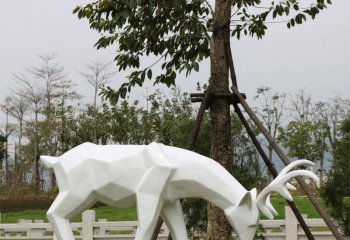 梅花鹿雕塑-戶(hù)外景觀裝飾品擺件低頭覓食的梅花鹿雕塑