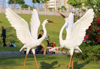 仙鶴雕塑-公園大型景觀裝飾品擺件玻璃鋼仙鶴雕塑