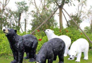 熊雕塑-動物園林擺放黑白彩繪玻璃鋼熊雕塑