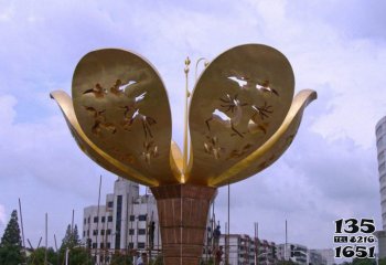 花朵雕塑-城市不銹鋼大型紫荊花景觀(guān)花朵雕塑