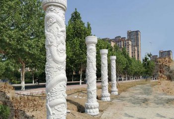 龍柱雕塑-花園景觀(guān)擺放中國(guó)龍紋大理石柱雕刻