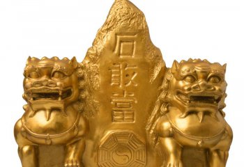 獅子雕塑-不銹鋼仿銅創(chuàng)意石敢當(dāng)戶(hù)外景區(qū)獅子雕塑