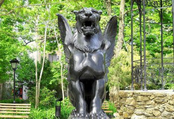 獅子雕塑-公園不銹鋼仿銅大型動物景觀會飛的獅子雕塑