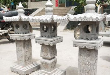 燈籠雕塑-青石仿古做舊庭院園林落地草坪照明燈復古懷舊雕塑