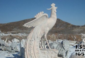 鳳凰雕塑-公園戶外漢白玉石雕鳳凰雕塑