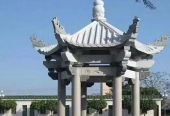 涼亭雕塑-戶外景區(qū)六角仿古建休息涼亭石雕