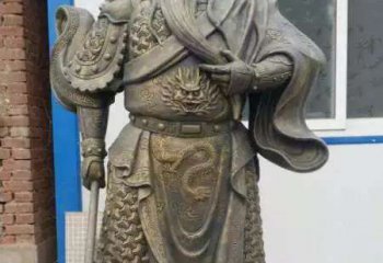 關(guān)公雕塑-公司大型招財玻璃鋼仿銅關(guān)公雕塑