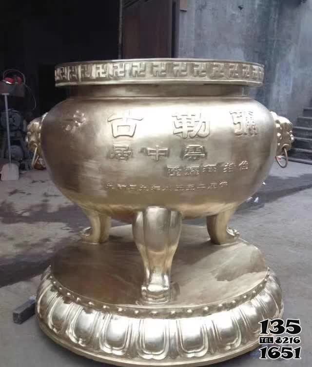 鼎雕塑-寺廟庭院不銹鋼噴漆創(chuàng)意鼎雕塑高清圖片