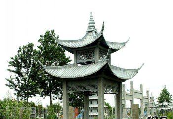 涼亭雕塑-花崗巖仿古建鏤空學(xué)院草坪擺放涼亭雕塑