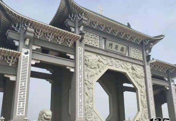 牌坊雕塑-景區(qū)南天門(mén)大型復(fù)式建筑斗拱石雕牌坊