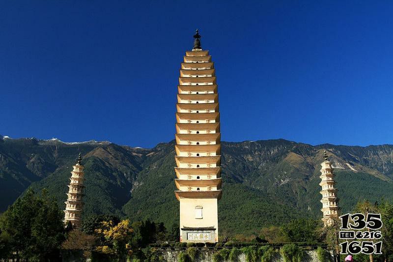 佛塔雕塑-中國寺廟多層佛塔景觀高清圖片