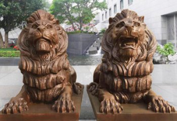 獅子雕塑-大型仿真動物戶外園林景觀玻璃鋼獅子雕塑