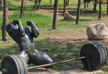 舉重雕塑-廣場公園舉重運動員玻璃鋼仿銅雕塑