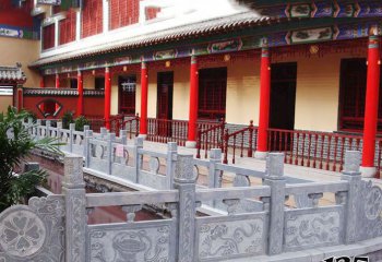 欄桿欄板雕塑-景區(qū)寺院陽(yáng)臺(tái)大理石欄桿扶手雕塑