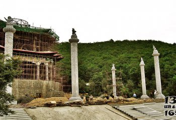 龍柱雕塑-戶外景區(qū)寺廟門(mén)口大型景觀大理石石雕浮雕龍柱雕塑