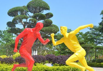 跑步雕塑-公園林景觀(guān)玻璃鋼彩繪跑步運(yùn)動(dòng)人物雕塑擺件