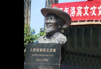 王洛賓雕塑-公園廣場(chǎng)中國(guó)民族音樂(lè)家王洛賓青銅頭像雕塑