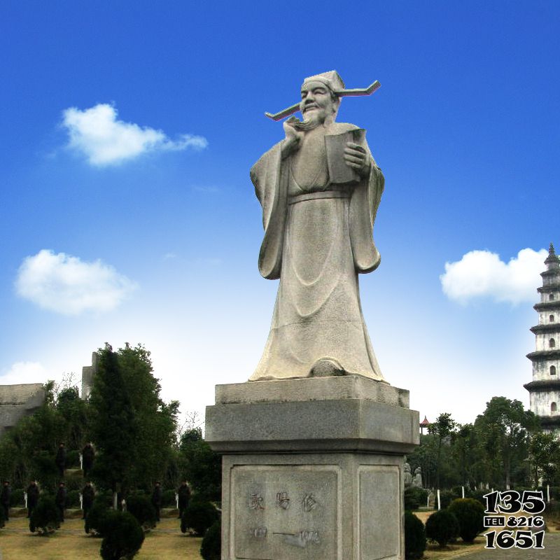 歐陽修雕塑-庭院公園北宋文學(xué)家唐宋八大家之歐陽修青石雕像高清圖片