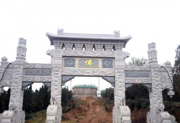 牌坊雕塑-景區(qū)寺院入口大理石仿古建筑門樓牌坊