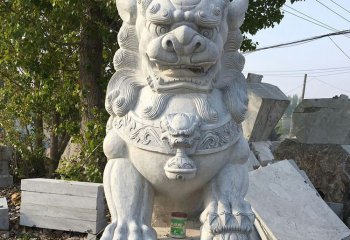 獅子雕塑-大型戶(hù)外砂石石雕鎮(zhèn)宅獅子雕塑