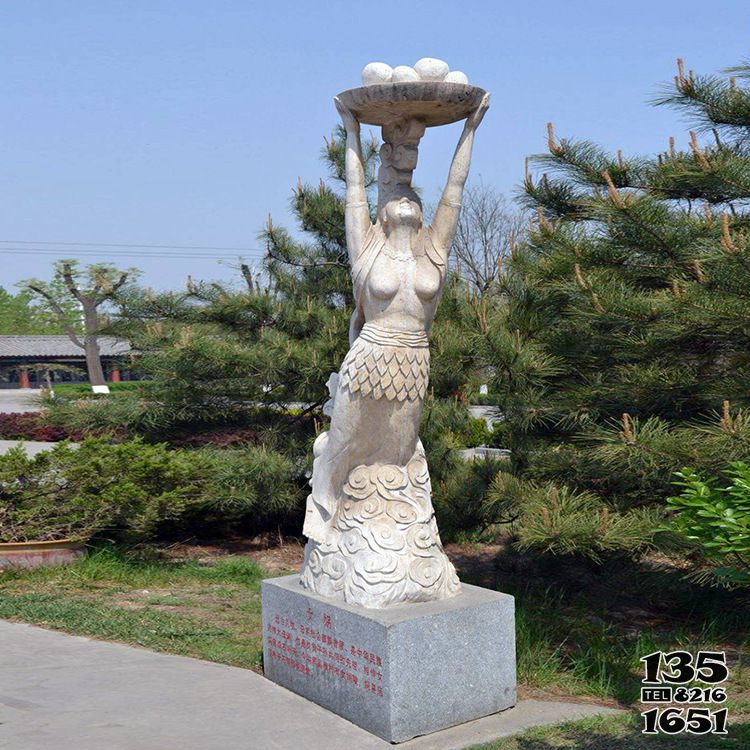 女媧雕塑-公園神話人物女媧補(bǔ)天石雕戶外園林景觀女媧雕塑高清圖片