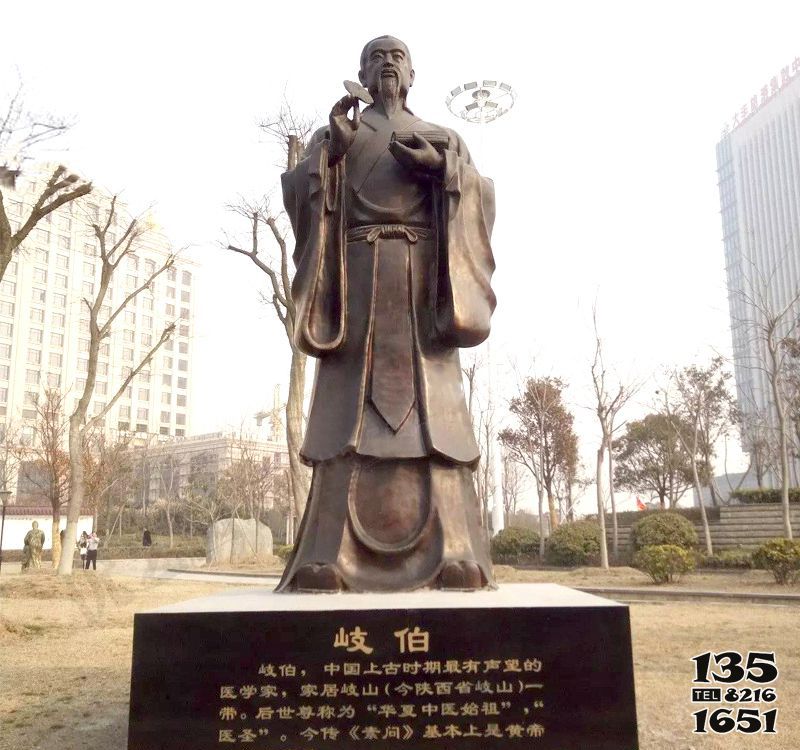 岐伯雕塑-小區(qū)公園擺放古代著名醫(yī)學(xué)家岐伯銅雕像高清圖片