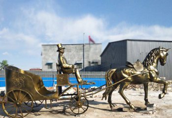 馬車雕塑-別墅園林人趕馬車黃銅馬車雕塑