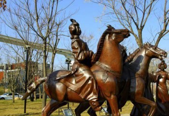 騎馬雕塑-公園古代銅雕女人騎馬雕塑