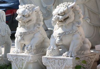 獅子雕塑-公園創(chuàng)意大理石石雕一對(duì)獅子雕塑