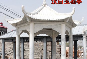 涼亭雕塑-景區(qū)公園休閑仿古建筑漢白玉六角涼亭雕塑