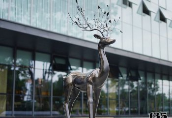 梅花鹿雕塑-城市酒店戶(hù)外大型景觀裝飾玻璃鋼仿銅梅花鹿雕塑