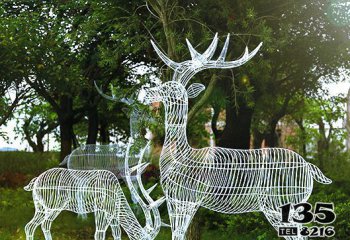 梅花鹿雕塑-動(dòng)物園不銹鋼鏤空梅花鹿雕塑